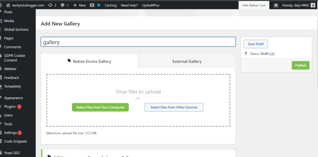 Envira Gallery" Add New in your WordPress control panel.