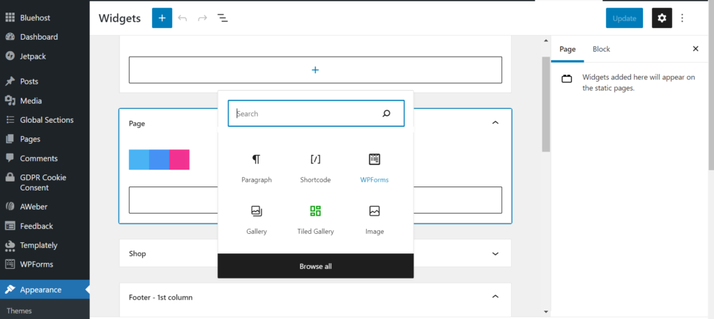 widget block WPForms