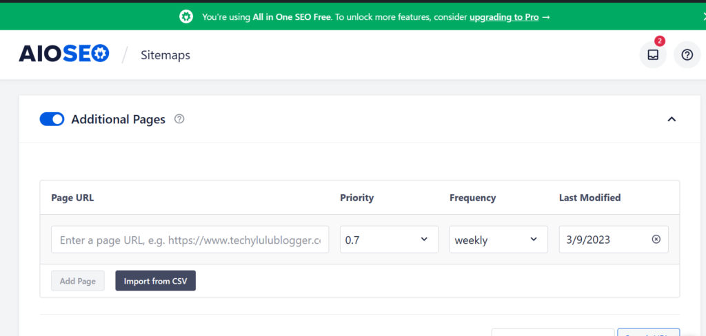 ALL IN ONE SEO adittional pages