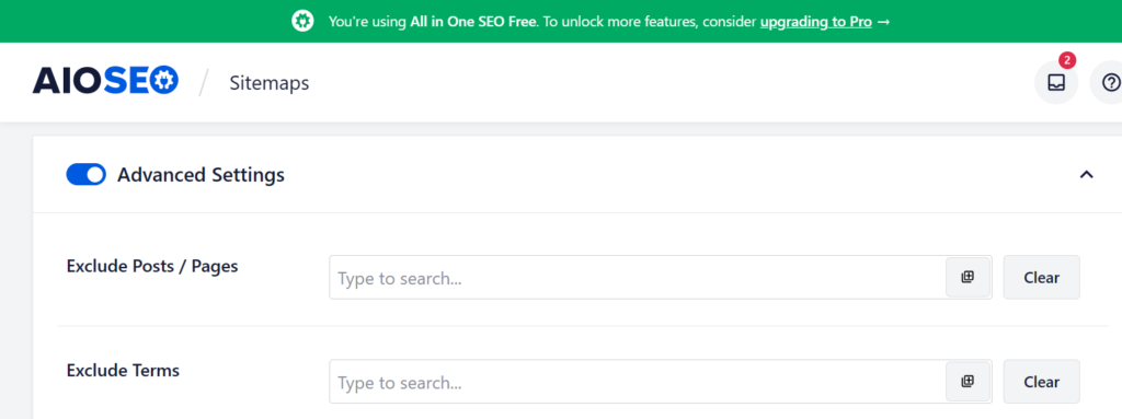 ALL IN ONE SEO advanced setting