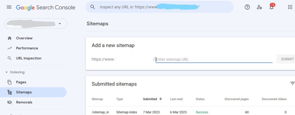 google search console sitemap